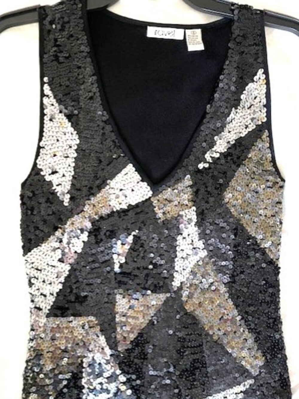 RAVEL Womens Sequenced Knit Holiday Top/Tank - Size S